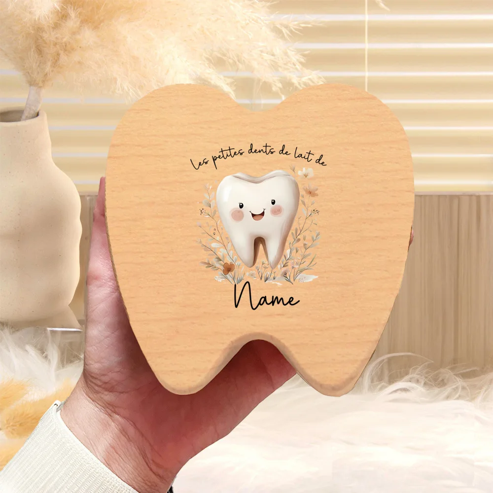 Caja de madera de Hada de los dientes personalizada, caja de recuerdos personalizada, almacenamiento de dientes para niños, almacenamiento de primeros dientes, regalo Unisex para bebé, regalo de bautizo - imagen 5