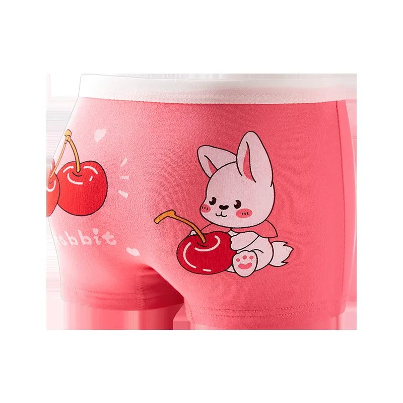 Bragas de 4 piezas para niñas, Boxer de algodón de alta calidad para niños, pantalones cortos con dibujos de conejo encantador, ropa interior transpirable para niños - imagen 5