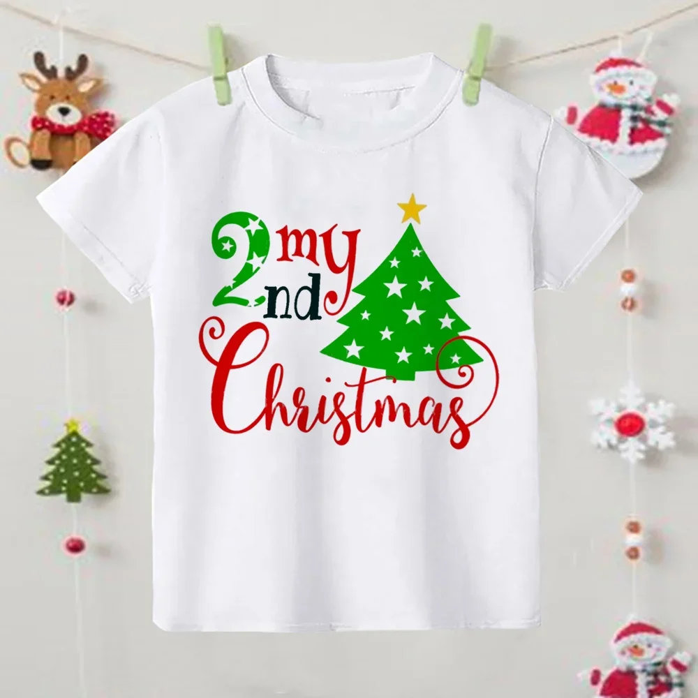 Camiseta con estampado de ciervo de mi segundo Navidad, traje de Navidad para chico, camiseta, ropa para niño, Tops, camiseta de fiesta de Navidad para niño y niña, regalos de vacaciones - imagen 4
