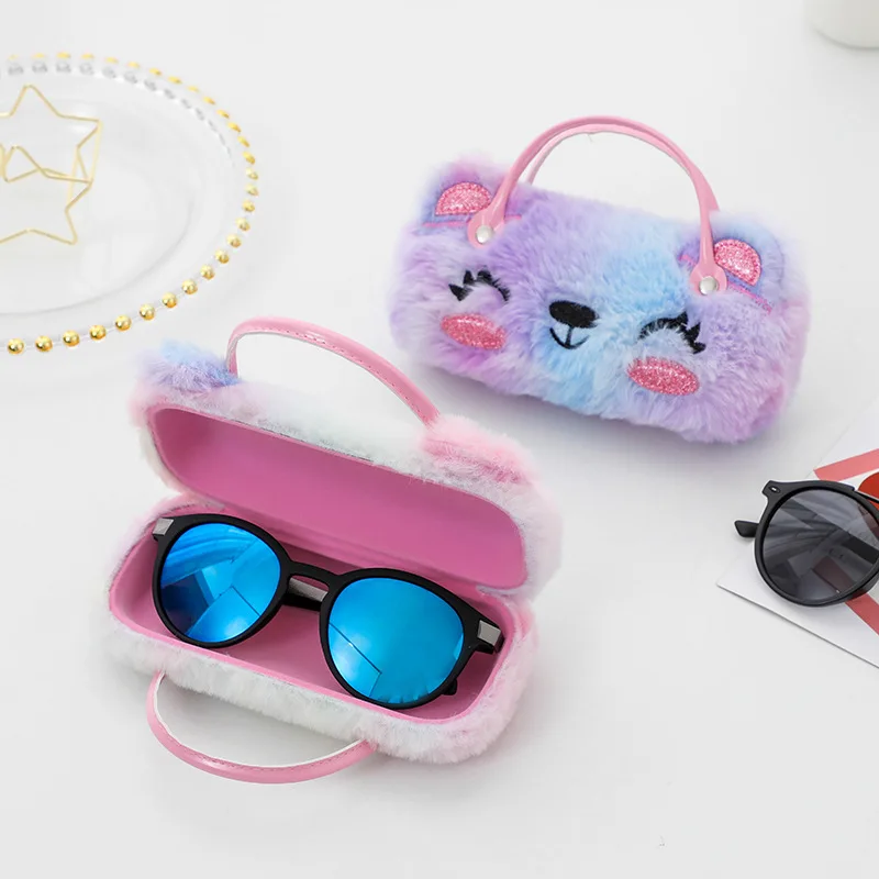 Nuevo estuche de gafas de dibujos animados de peluche: estilos de oso, koala y unicornio. ¡Bolsa de mano/moneda para niños, portátil, resistente a la presión, plegable, práctica! - imagen 3