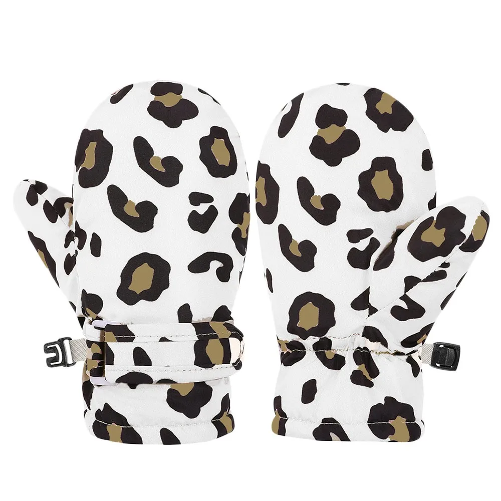 Guantes de ski impermeables para niños – Estampado leopardo