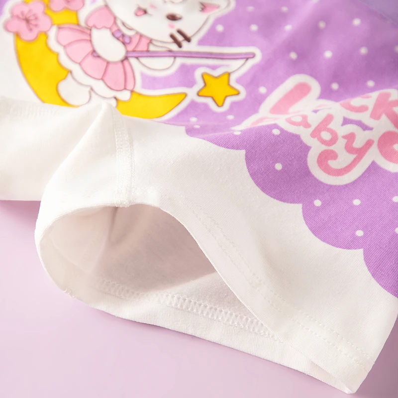 Calzoncillos Boxer de algodón para niñas de 4 piezas, ropa interior cómoda para niños, pantalones cortos para niñas, calzoncillos Boxer lavables con dibujos de gatos bonitos para niños - imagen 5