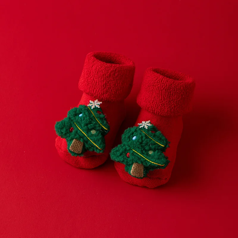 Calcetines de algodón para recién nacidos, invierno, otoño, bebés, niños, Navidad, Papá Noel, Terry, zapatillas cálidas, calcetín para niños de 0 a 3 años - imagen 4