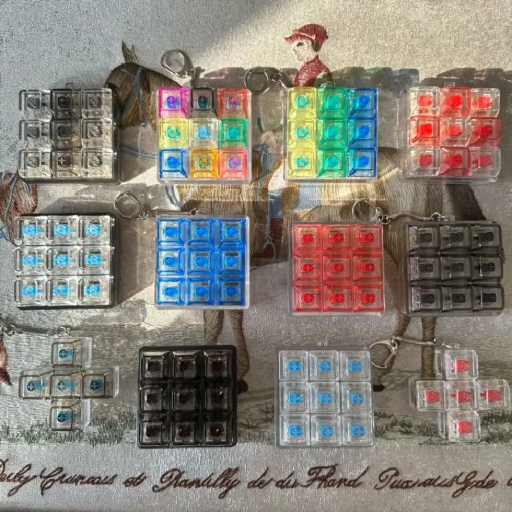 Nuevo DIY teclado Fidget llavero teclas botón Clicker juguete 9 teclas alivio del estrés dedo teclado tapa adulto