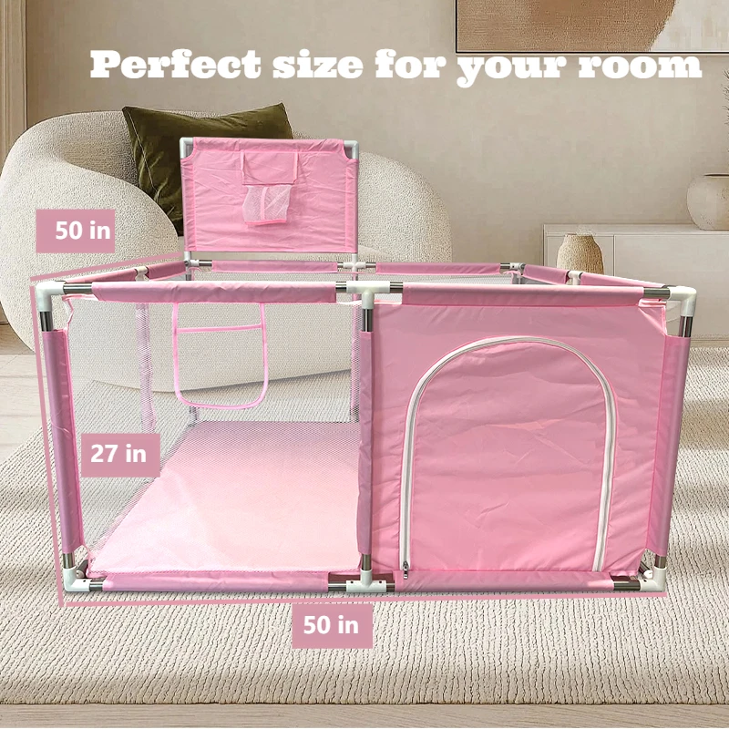 Parque infantil cuadrado de 50 pulgadas, barrera de zona de seguridad para niños pequeños, barreras de actividades infantiles, parque infantil, parque infantil, valla de seguridad para bebés - imagen 2