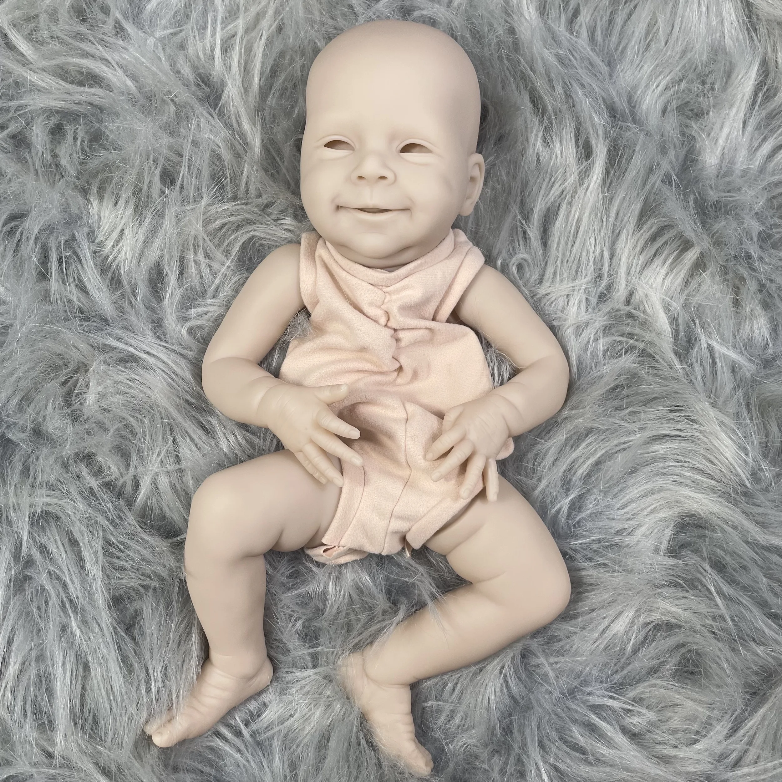 MRB-Kit de muñeca Reborn de vinilo de 19 pulgadas, molde de muñeca recién nacida realista sin terminar, sin pintar, Color fresco, en blanco, con ojos - imagen 2