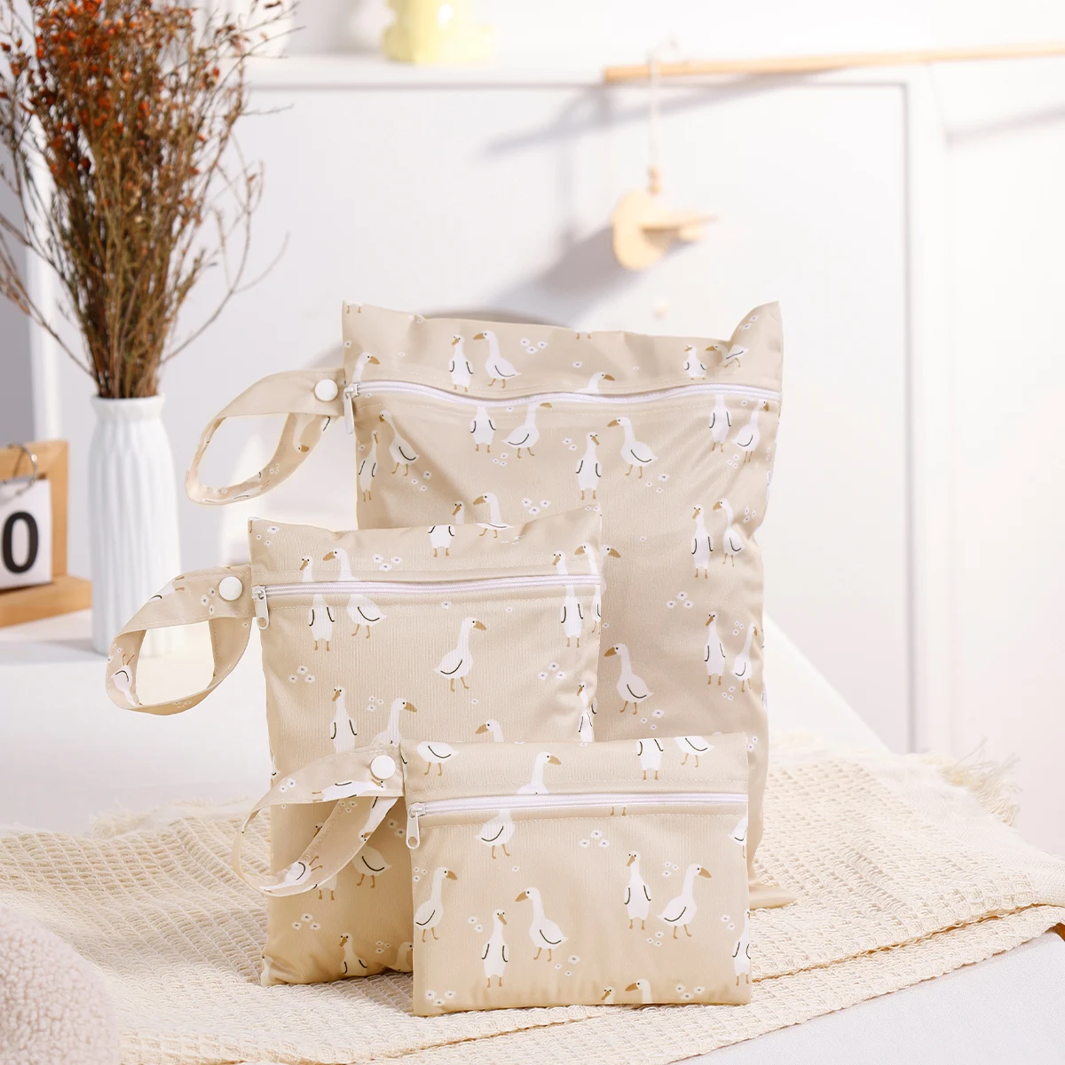 Bolsa seca húmeda impermeable de tela reciclada, bolsa de pañales portátil, bolsa de almacenamiento sanitario, 3 uds.