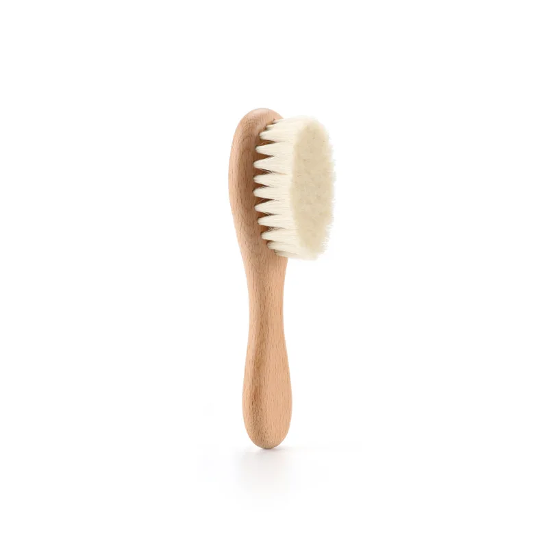 WizInfant cepillo de madera para bebé – Lana natural pura masajeador