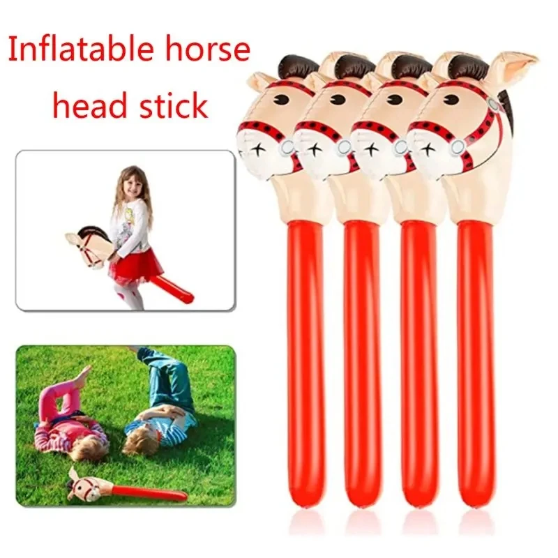 2 uds cabezas de caballo inflables palo de vaquera globo de PVC vestir juguetes educativos al aire libre regalos juguete inflable para niños regalo de cumpleaños - imagen 4
