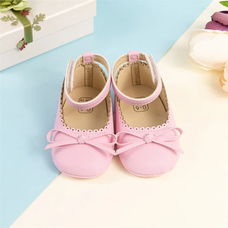 SUNSIOM Zapatos planos Mary Jane para bebés y niñas con lazo, zapatos de boda para bebés, zapatos antideslizantes para cuna para recién nacidos - imagen 4