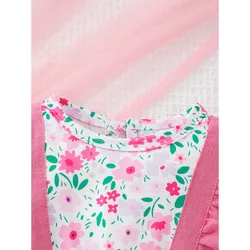 Pelele de flores para bebé niña, manga corta, con diadema incluida