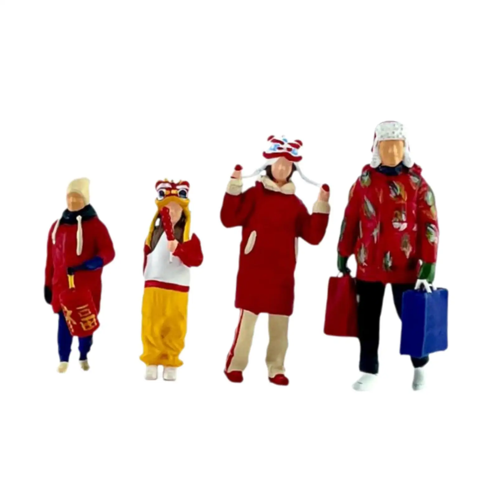 4x 1:64 Scale Diorama Family Figures Creative New Year Characters Miniatures 4x 1:64 Scale Diorama Family Figures Creative New Year Characters Miniatures