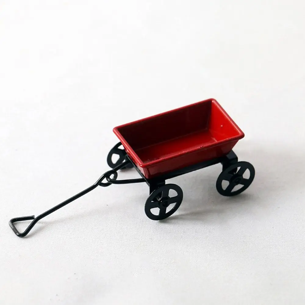 Mini carrito de jardín, casa de muñecas en miniatura de Metal rojo, pequeño carrito de tracción, muebles de jardín, juguete de casa de muñecas, accesorios en miniatura - imagen 4