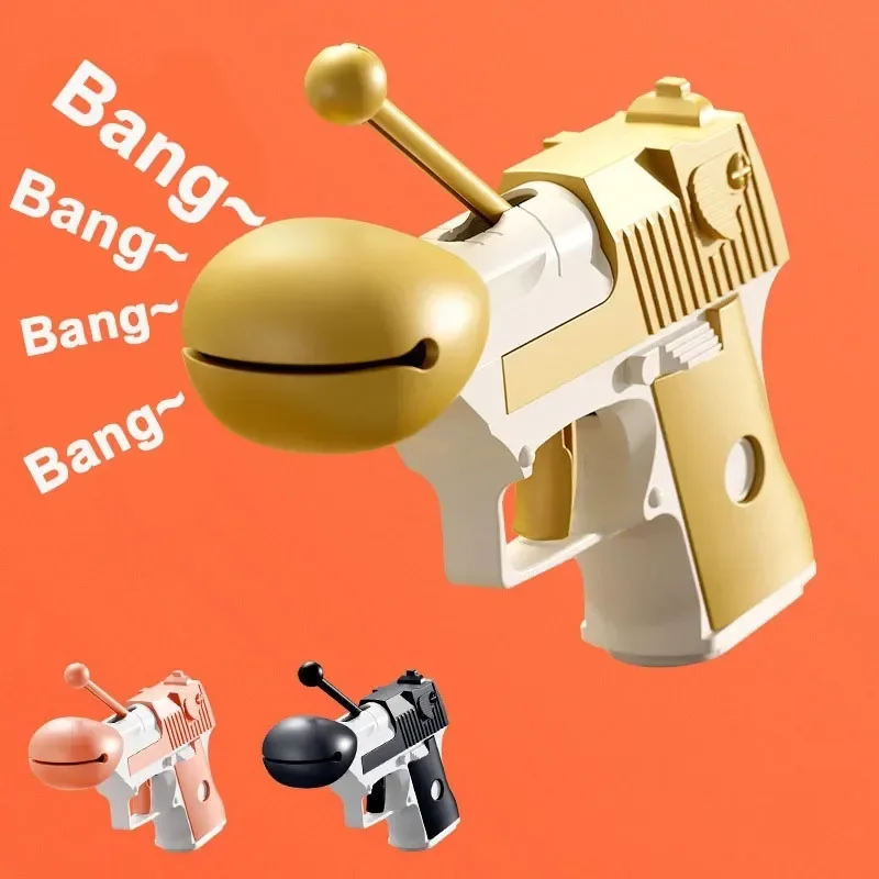 Juguete creativo para aliviar el estrés para niños y adultos, juguete sensorial con 1 pistola de rábano, pez de madera, utilería de descompresión única