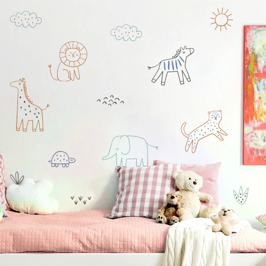 Pegatinas de pared infantiles jirafa y elefante para decorar - imagen 4