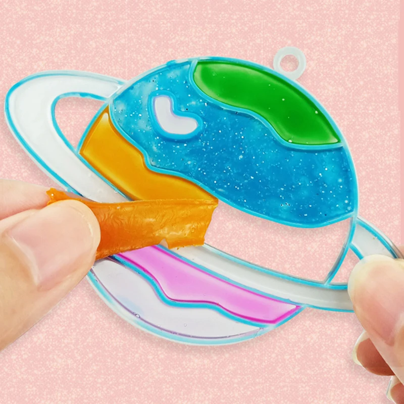 Pintura con pegamento de cristal hecha a mano para niños, juego de juguetes secos al aire, Graffiti para niña, regalo para colorear, Kits de arte educativo sin hornear, pulsera - imagen 5