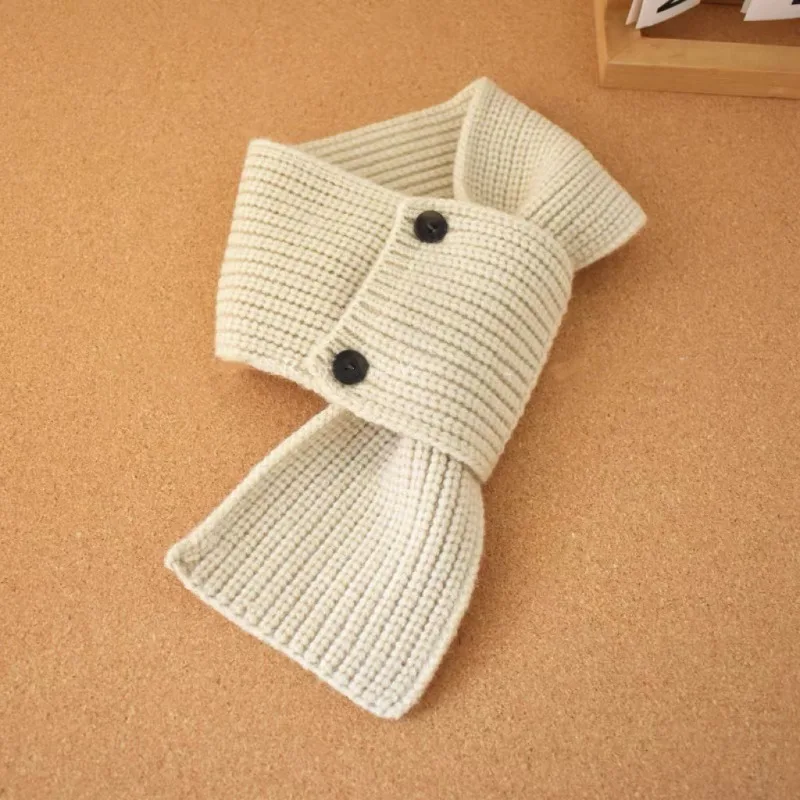 Nueva bufanda para niños de estilo coreano Otoño Invierno, bufanda bonita con cuello cruzado y botones para niños y niñas, accesorios versátiles de moda cálidos - imagen 4