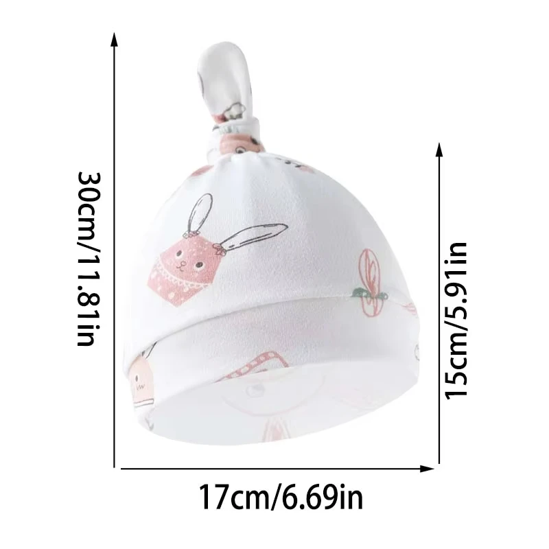 Gorro para bebé recién nacido de 0 a 6M, gorro con estampado anudado bonito, gorro infantil de primavera y otoño, gorros suaves de algodón para niños, regalo de ducha para niñas, 3 unids/lote - imagen 2