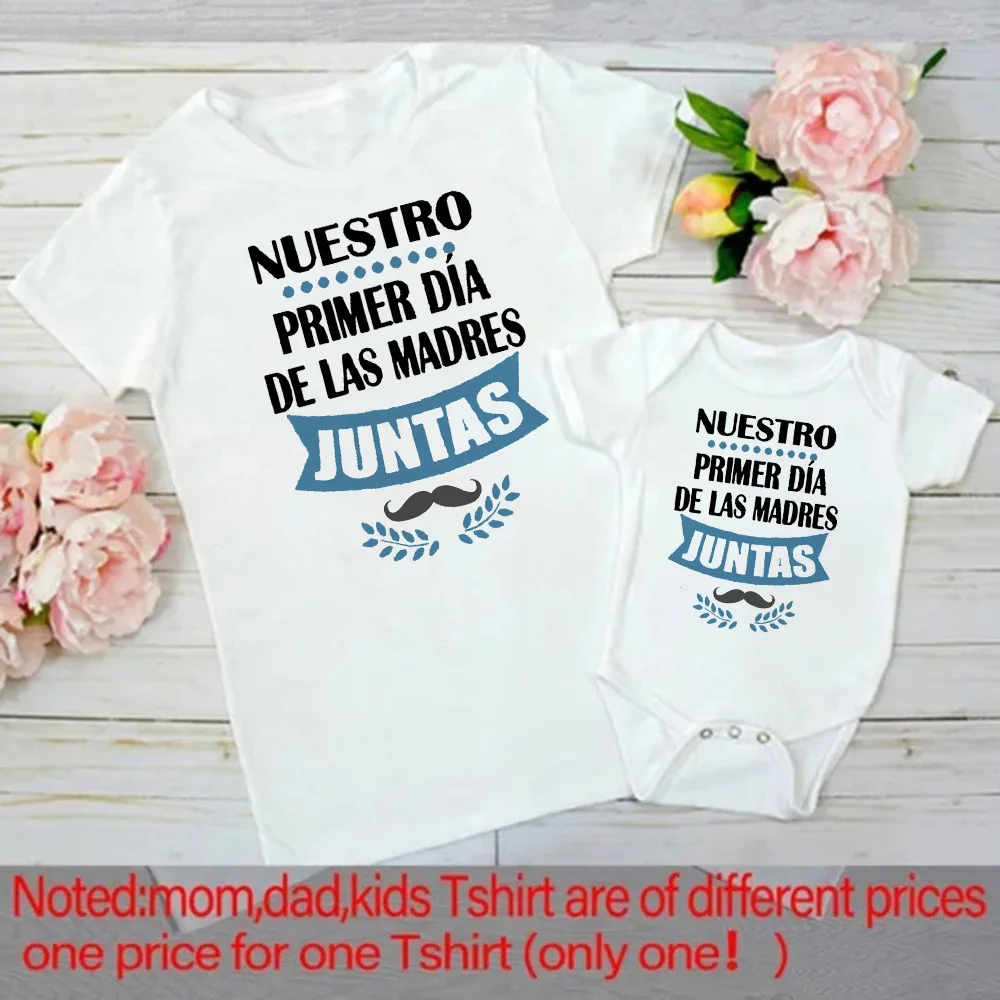 Nuestra primera Día de la madre, ropa a juego con estampado español para la familia, traje de camisa para mamá y yo, camiseta para el día de la madre, Tops, pelele para bebé - imagen 4