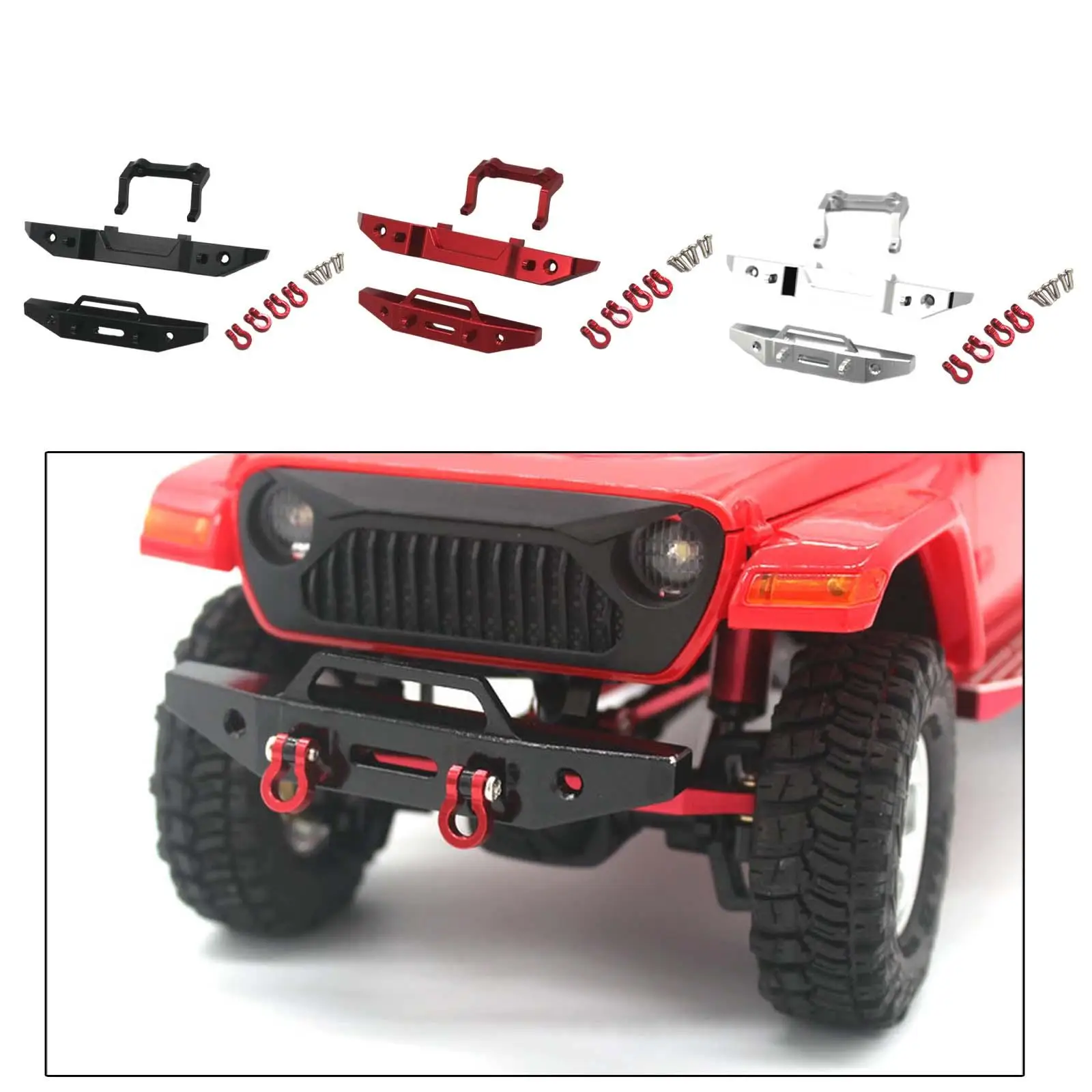 1:18 Aluminum Alloy RC Bumper Bars (Front and Rear) DIY Modified RC Vehicles Accessories Easy to Install Parts Durable Upgrade