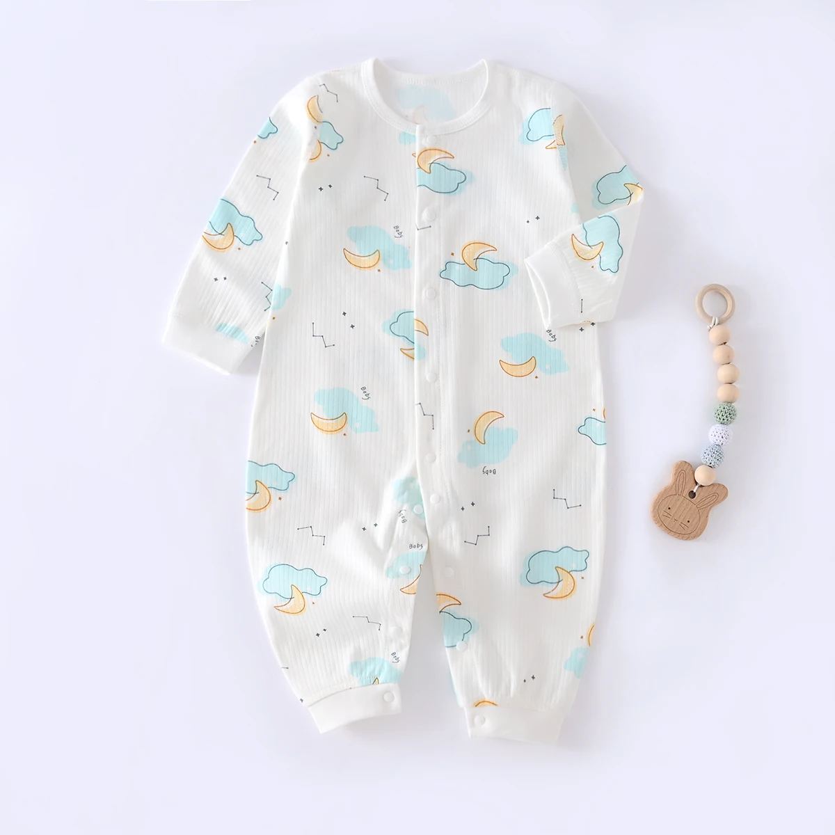 Somenie-Pelele de manga larga para recién nacido, mono de algodón puro para bebé, mono fino con estampado de moda infantil para temporadas de 1-3-6-9M - imagen 2