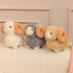 Peluche de oveja suave esponjosa para niñas con cuernos grandes