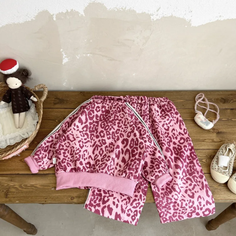 Nueva primavera otoño, conjunto de ropa para niñas, chaqueta para niños, pantalones, 2 unids/set, ropa infantil, traje deportivo para niños, chándales para niños