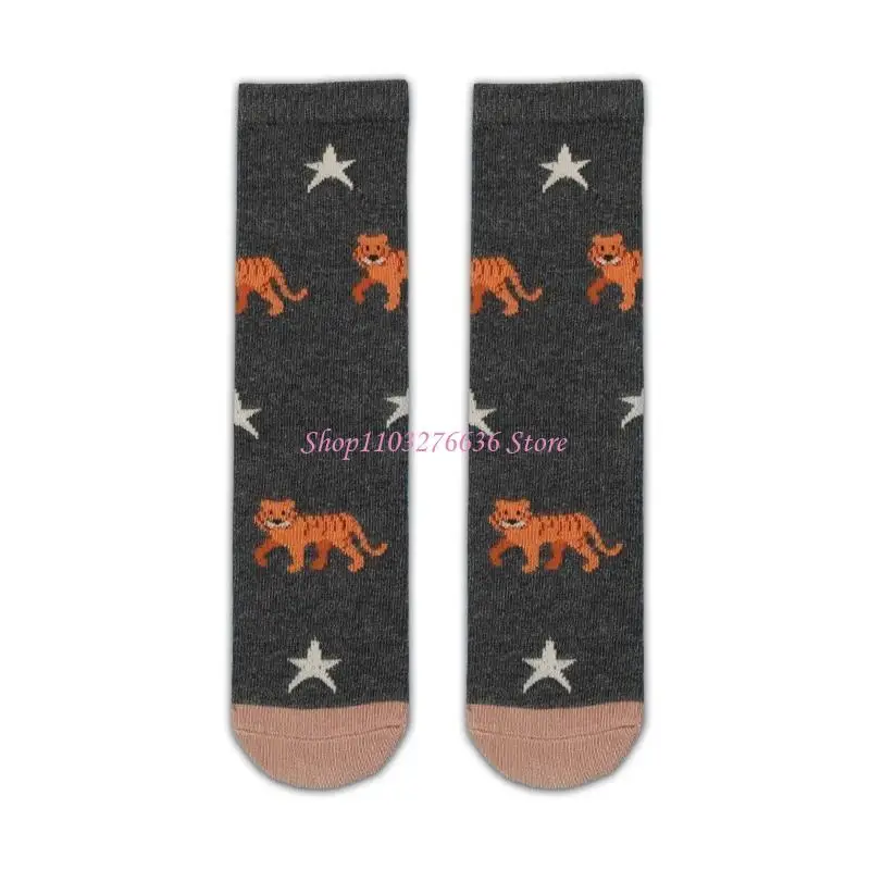 R6FD calcetines algodón suaves para bebés y niños, calcetines largos hasta rodilla con estampado bonito, calcetines largos - imagen 5