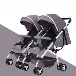 Cochecito doble ultraligero con sombrilla - Asiento reversible y plegable