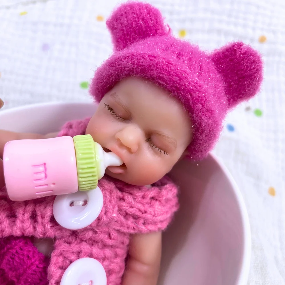 Mini muñeca Reborn de silicona totalmente lisa de 6 pulgadas y 15CM, LouLou Girl, cuerpo lavable, silicona suave realista, regalo de cumpleaños y Navidad - imagen 2