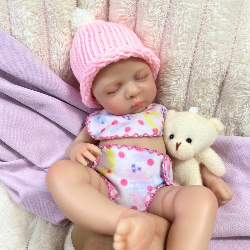Mini muñeca Reborn de silicona de 13 pulgadas, Luna Girl, cuerpo lavable, muñeca de silicona sólida suave, regalo de cumpleaños y Navidad - imagen 4