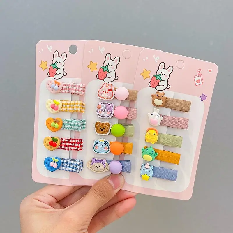 Pinzas para el cabello para bebé, sin tirones, cubiertas de tela suave, lindas pasadores Flyaway de estilo coreano para niña pequeña, cabello fino (5 piezas) - imagen 5