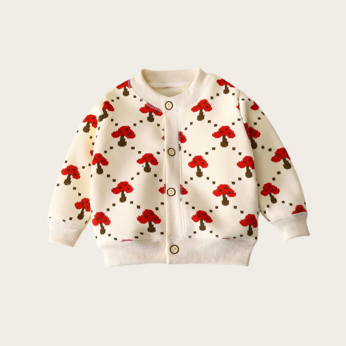 Abrigo acolchado de piel para niñas, cárdigan cálido con patrón de cuadros de cereza dulce, Chaqueta de punto para niños, 1-7T, 6 colores, otoño - imagen 5