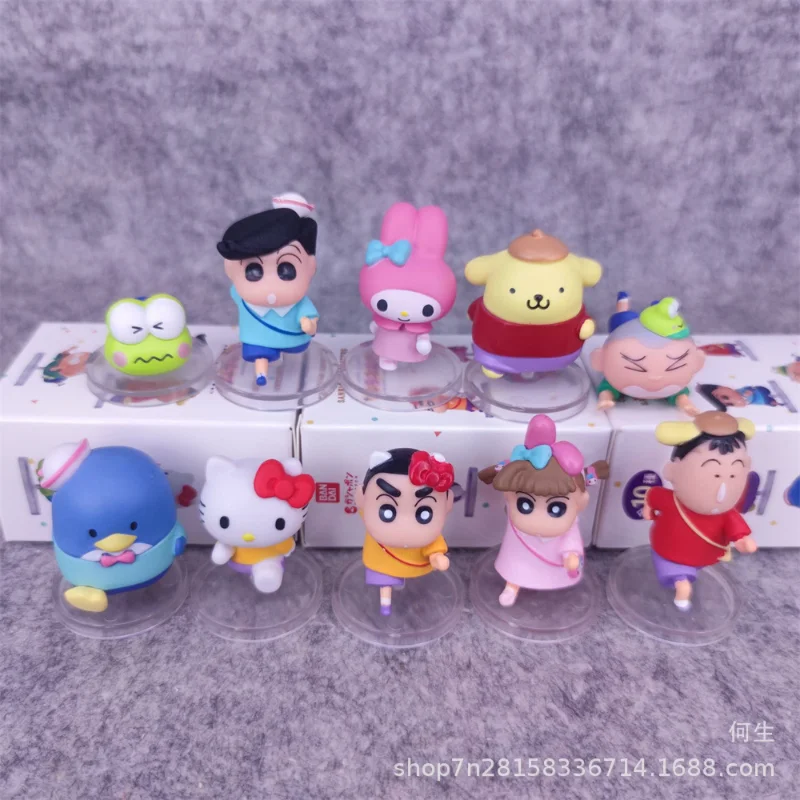 RE-MENT 10 unids/set crayón Shin-chan Sanrio serie escolar caja ciega juguete figura de acción adornos para niños regalos - imagen 2