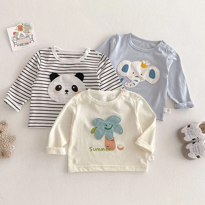 MILANCEL nueva camiseta de primavera para niños 0-5T camisetas interiores a rayas de Panda de dibujos animados para bebés camisa de fondo de estilo fino para niñas