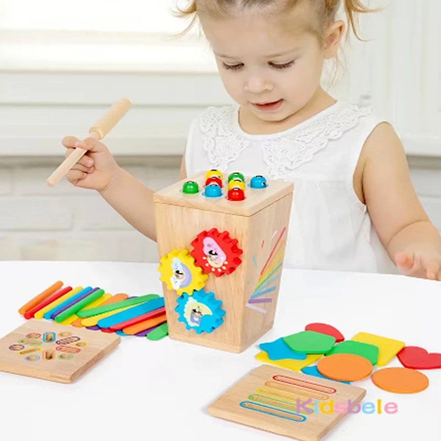 Cubo Montessori de madera - Juguete educativo formas y colores - imagen 3