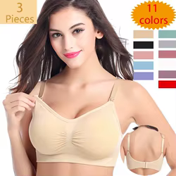 3 uds sujetadores de maternidad de moda conjunto de sujetador de lactancia sin aros ropa de embarazo previene la flacidez lactancia sujetador transpirable para mujer