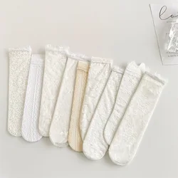 Calcetines de verano jacquard con lazo floral para niños