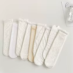 Calcetines de verano jacquard con lazo floral para niños