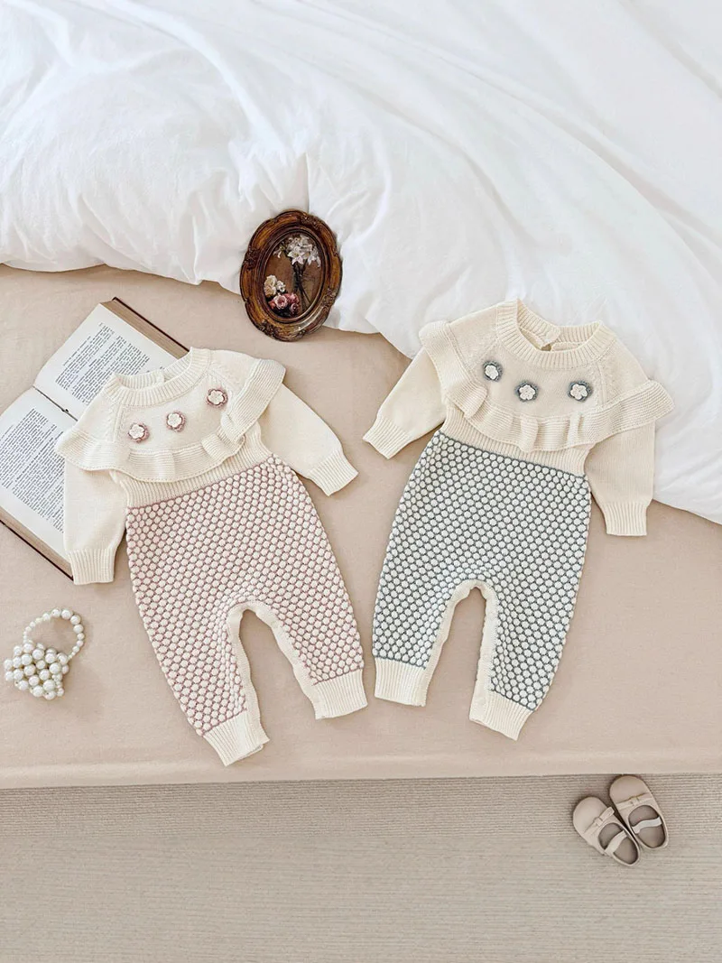 MILANCEL, nuevo peleles de otoño para bebé de 3 a 24M, franjas de diferente Color, mono tejido para niñas, bonito mono coreano de una pieza para niños pequeños