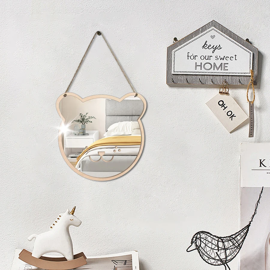 Pegatinas de pared de espejo para el hogar estilo Ins, pegatinas de pared de espejo creativas con forma de Animal, espejos de decoración de pared de dibujos animados para habitación de niños - imagen 2