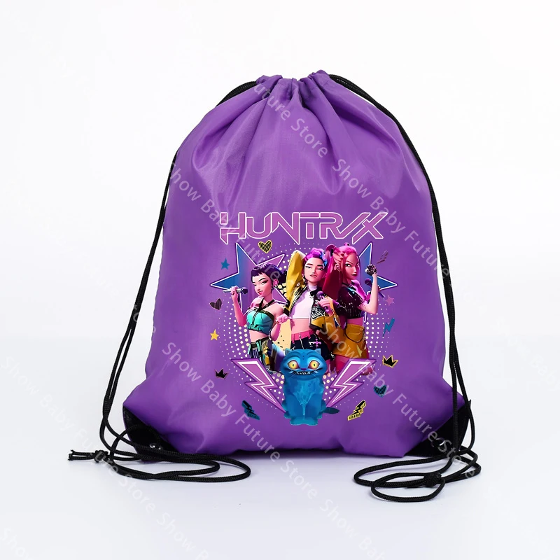 K Pop Demon Hunters para niñas, bolsa con cordón, mochila deportiva impermeable, paquete de bolsillo, bolsas de baloncesto, regalo bonito de cumpleaños de dibujos animados - imagen 5