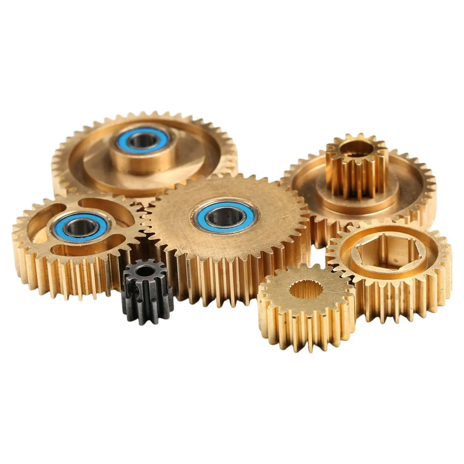 1:14 RC Car Copper Gearbox Gear Set, High Performance 44T, 37T, 36T, 30T, 27T, 20T, 10T Motor Gearbox Gears for Tow Drag Truck