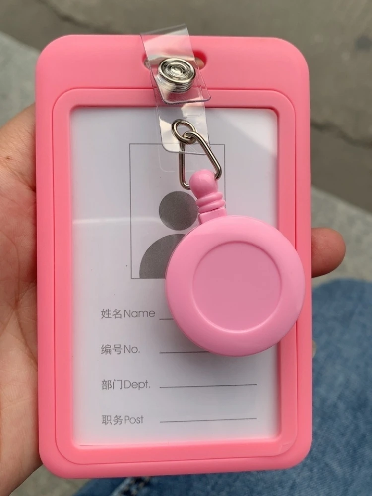 Funda para tarjeta de autobús, soporte retráctil para insignia, tarjetas de crédito comerciales, tarjeta de identificación bancaria, suministros escolares, 1 ud. - imagen 2