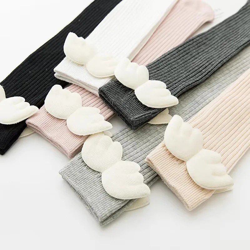 Calcetines con alas de Ángel para niñas pequeñas, calcetines largos de algodón suave para niños pequeños, calcetines sólidos hasta la rodilla para niños de 1 a 10 años - imagen 3