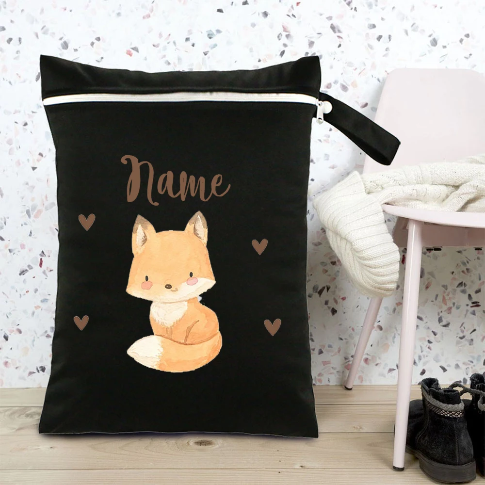 Bolsa de pañales para bebés personalizada, bolsa de pañales húmeda seca impermeable, paquete de transporte de pañales para viajes al aire libre con bolsillo con cremallera - imagen 5