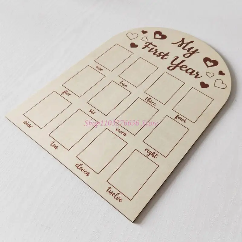 Cuadro primer año bebé – Tablero madera portarretratos decorativo - imagen 3