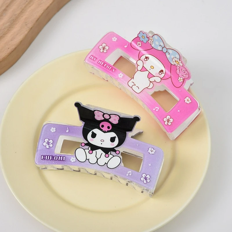 Pinza de pelo acrílica de dibujos animados Sanrio para niñas, lindo accesorio para el cabello, serie Cinnamoroll y Kuromi, resistente y suave para uso diario - imagen 2