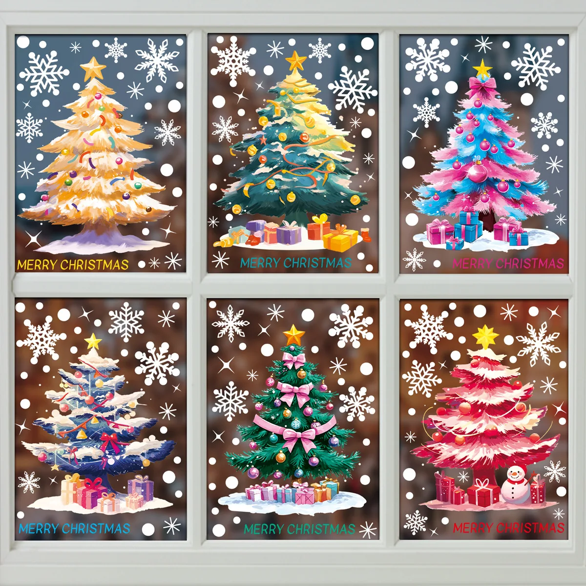 Pegatinas navideñas para ventana, muñeco de nieve, copo de nieve, adhesivos estáticos, pegatinas navideñas para el hogar, centro comercial, escaparate