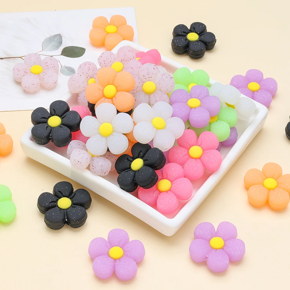 7 Uds. De cuentas de silicona con forma de flor de 27mm, sin Bpa, cadena de chupete para bebé, cuentas de dentición masticables para lactancia, accesorios para collar DIY - imagen 3